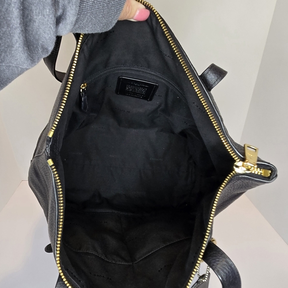 Coach Taylor Black Pebbled Leather Tote - Picture 5 of 10